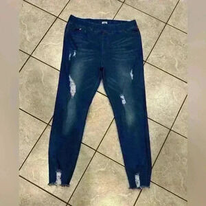 Jvini Distressed Denim Jeggings Size 3X